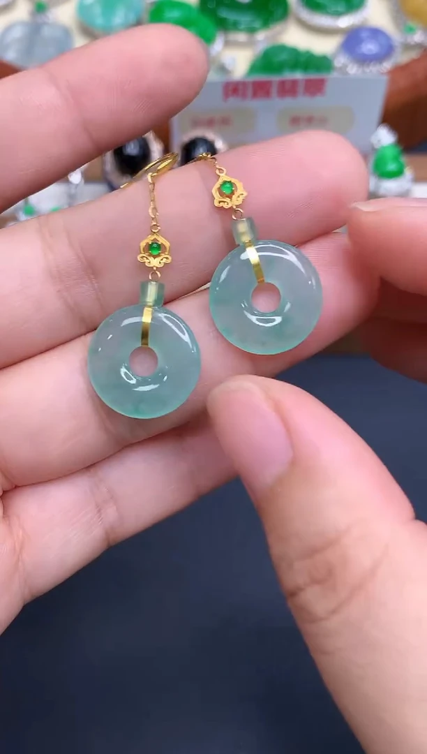 18K金镶嵌翡翠耳饰394-中国好珍宝