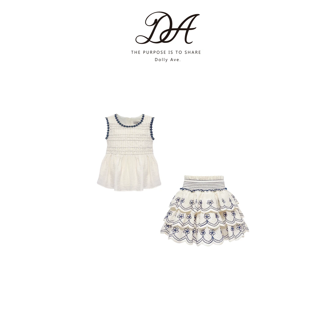 【现货】DollyAve「黑标系列」高定天丝混纺法式打揽刺绣提花半裙套装