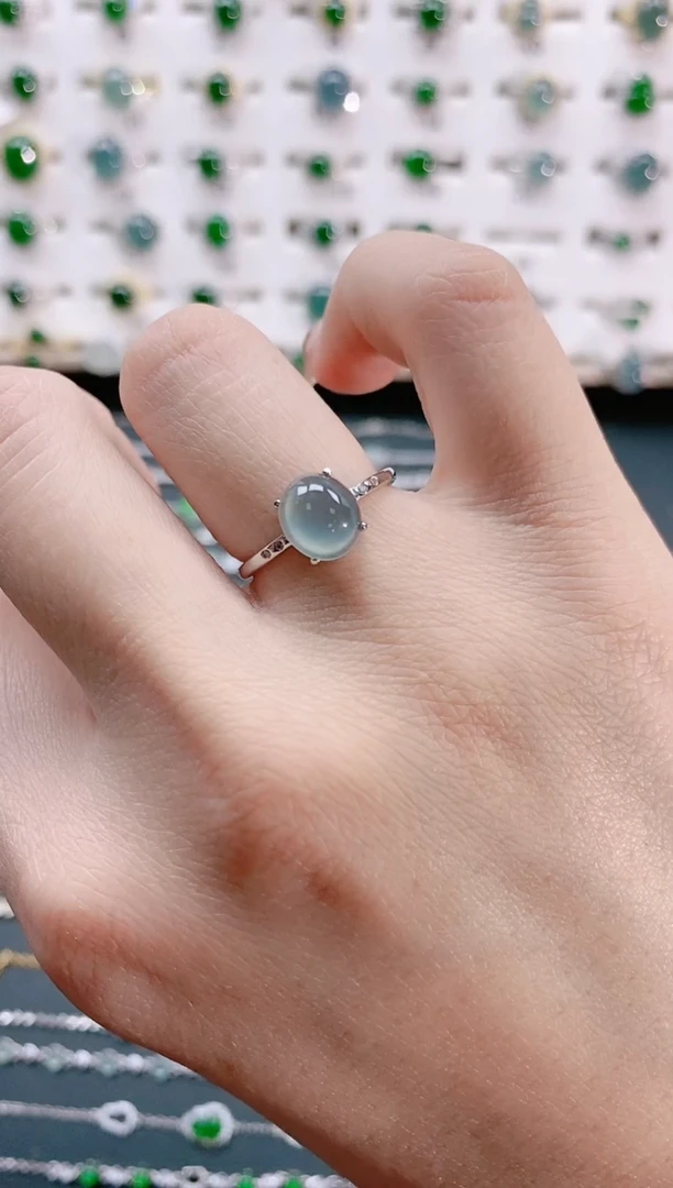 【闪购商品】翡翠戒指银S925镶嵌天然翡翠