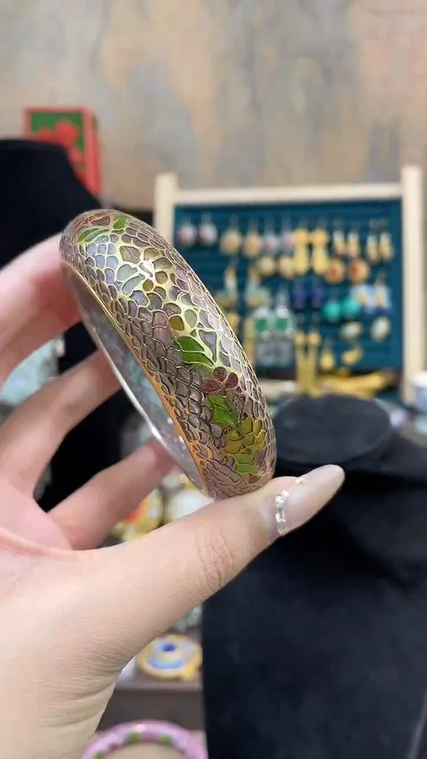 非遗景泰蓝脱胎镯子60-63粉色
