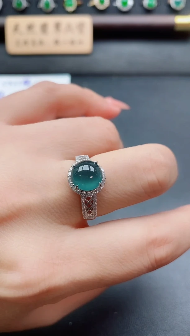 银S925镶嵌戒指翡翠1