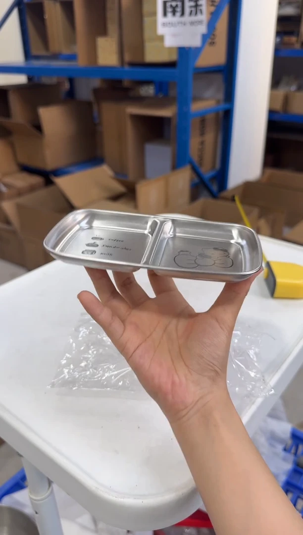 瓷片两格不锈钢蘸料碟kt