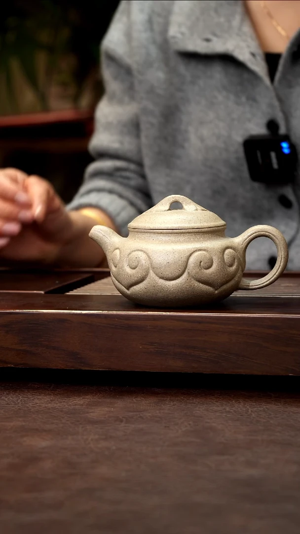 茶壶紫砂青降坡如意仿古220cc左右