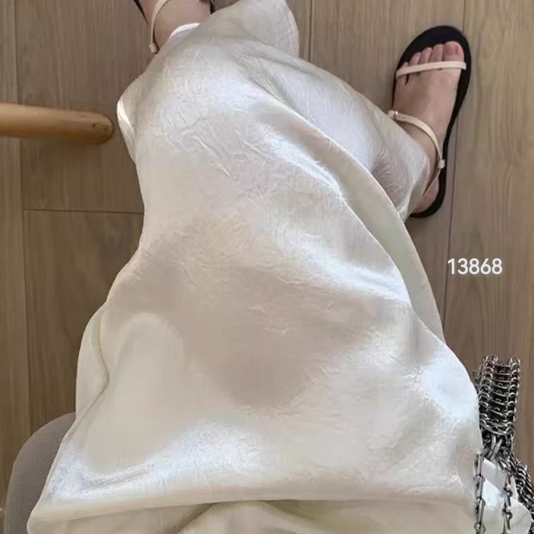 13868 裙长80cm左右 WANGDAN  新款缎面提花松紧腰半身裙