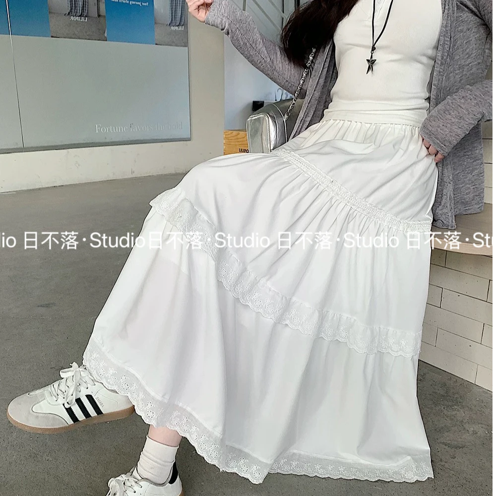 日不落家-显瘦蕾丝长裙甜美蛋糕裙