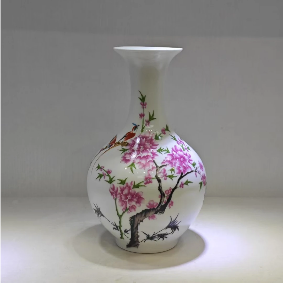 景德镇水点桃花小赏瓶