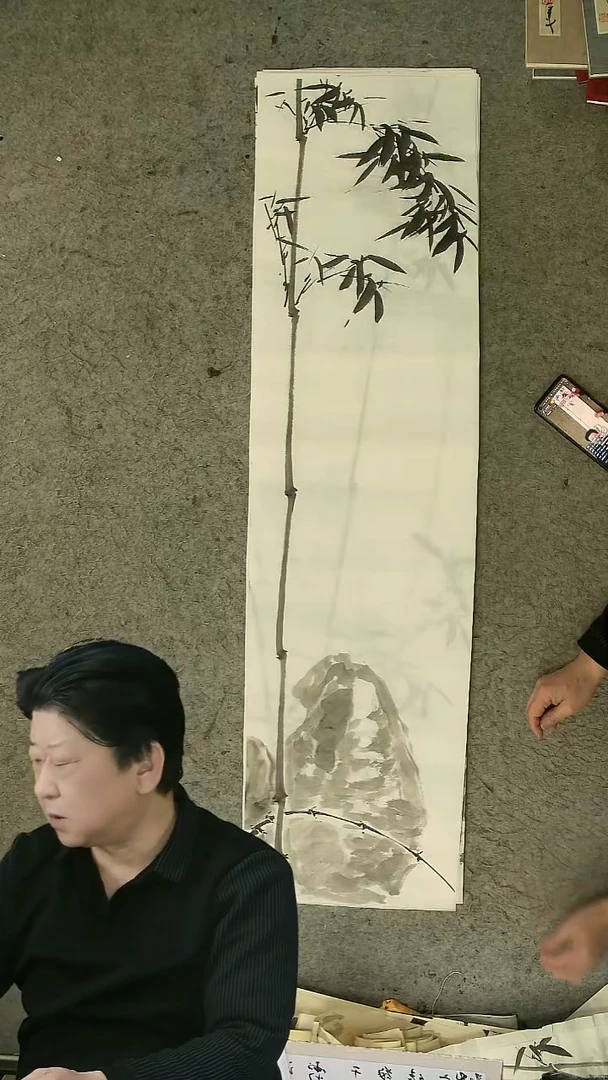 国画 四尺对开  墨竹条屏 34*138cm