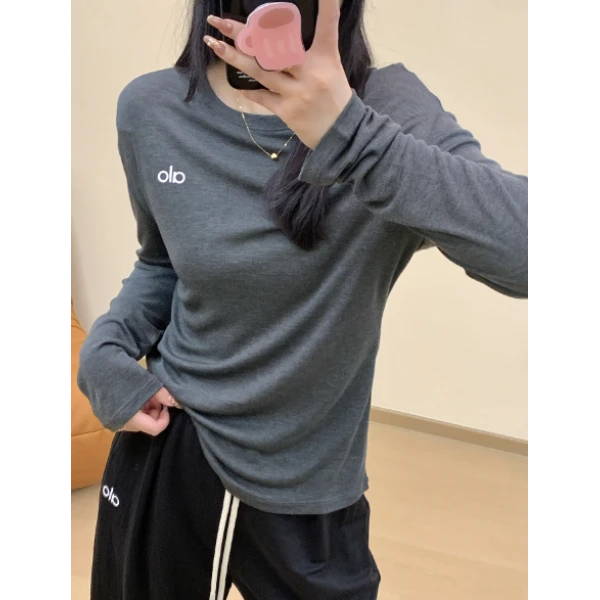 X'JIE- [Alo] 长袖T恤女超软糯显瘦百搭纯色天丝-24549