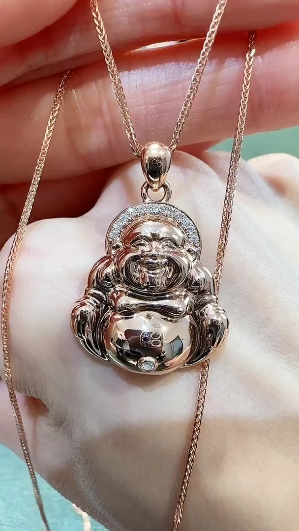 【闪购商品】天然钻石吊坠(不含链)18K金镶嵌18K金钻石佛公吊坠