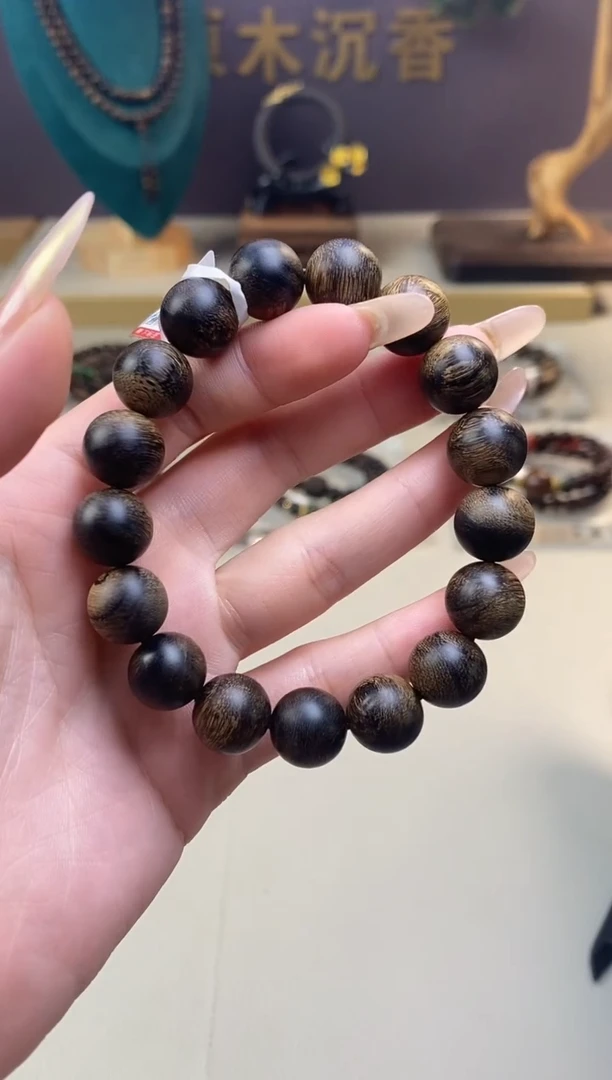 【闪购商品】沉香手串Z沉水越南芽庄黄棋12瘿子瘤疤单圈
