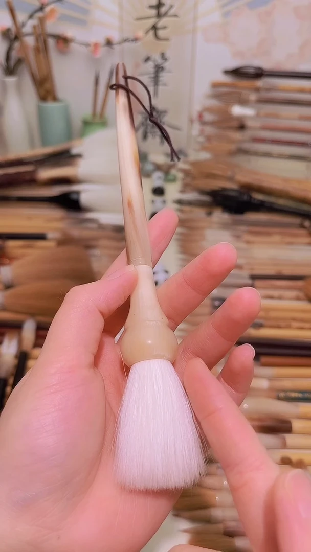 【闪购商品】全牛角杆细光锋纯羊毫胖头笔出峰4.5cm