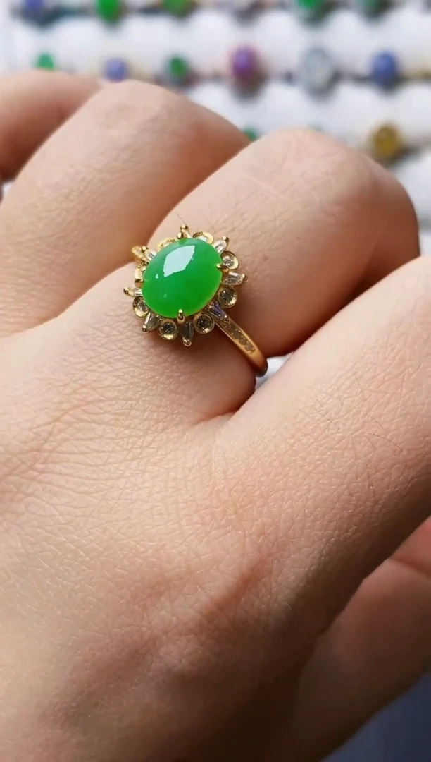 银S925镶嵌戒指翡翠3036