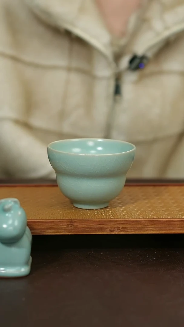 摆件瓷原矿原釉汝宋汝瓷 葫芦杯