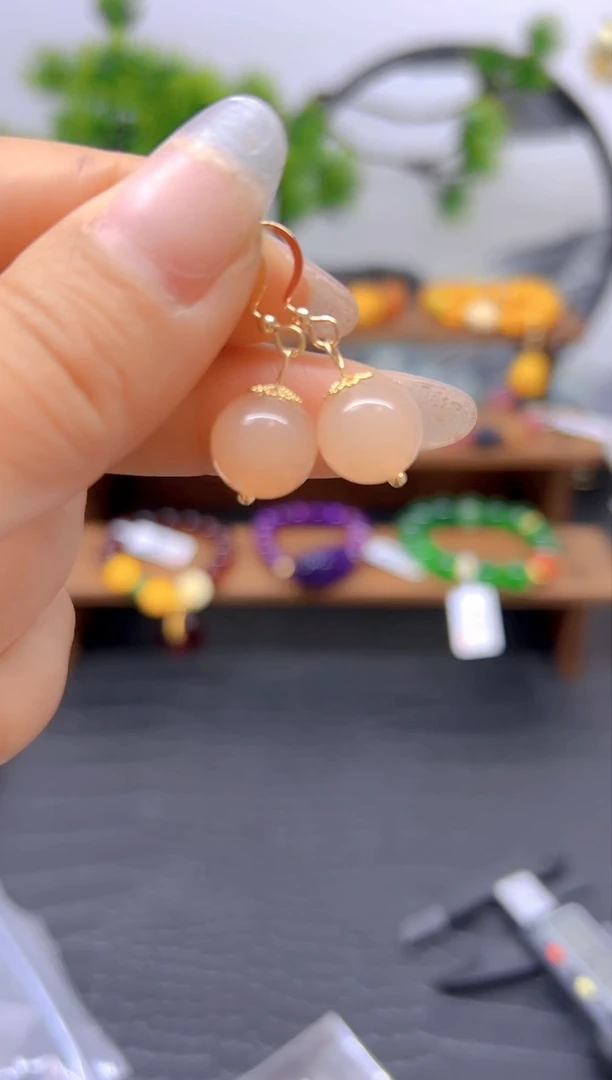 【闪购商品】和田玉耳饰14K金镶嵌耳饰E672