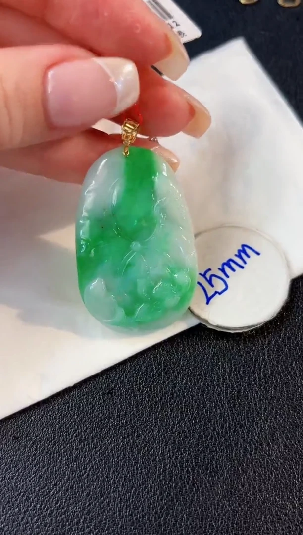 翡翠18K金镶嵌颈饰 缅料A货/支持复检/一件