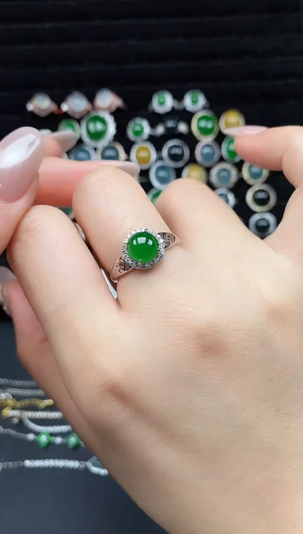 银S925镶嵌戒指翡翠111