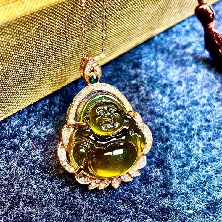 蓝珀佛公35mm吊坠