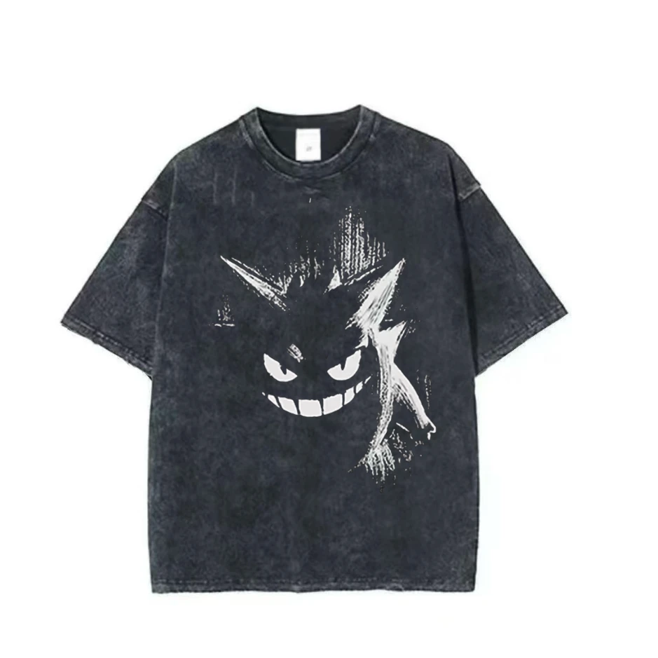 【短袖-恶魔猫】300克双沙原创手绘洗水纯棉宽松棉手绘男女T恤