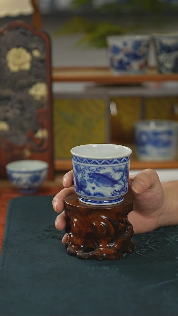 杯子鱼藻纹容天杯