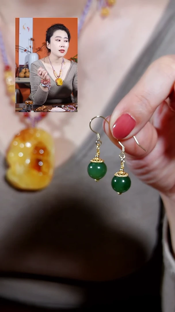 银S925镶嵌和田玉耳饰耳环