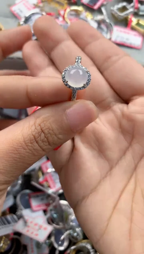 银S925镶嵌戒指翡翠222              1