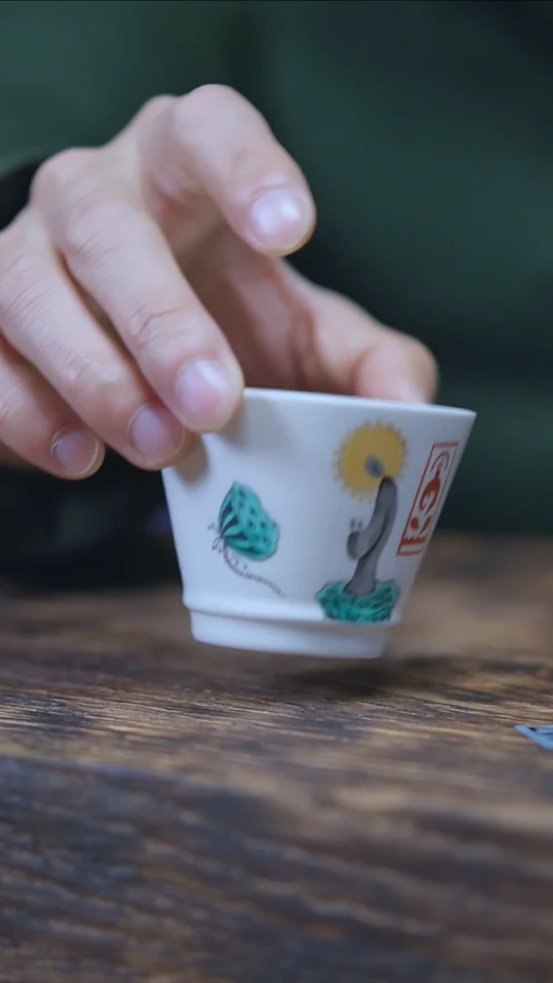 【闪购商品】景德镇手绘步步生莲杯