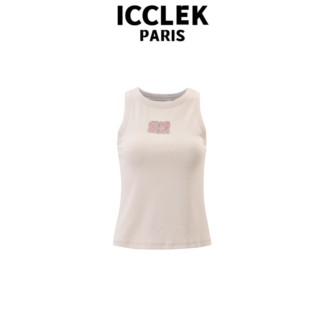 ICCLEK  新款减龄针织背心百搭无袖休闲时尚简约字母短袖  - 1117