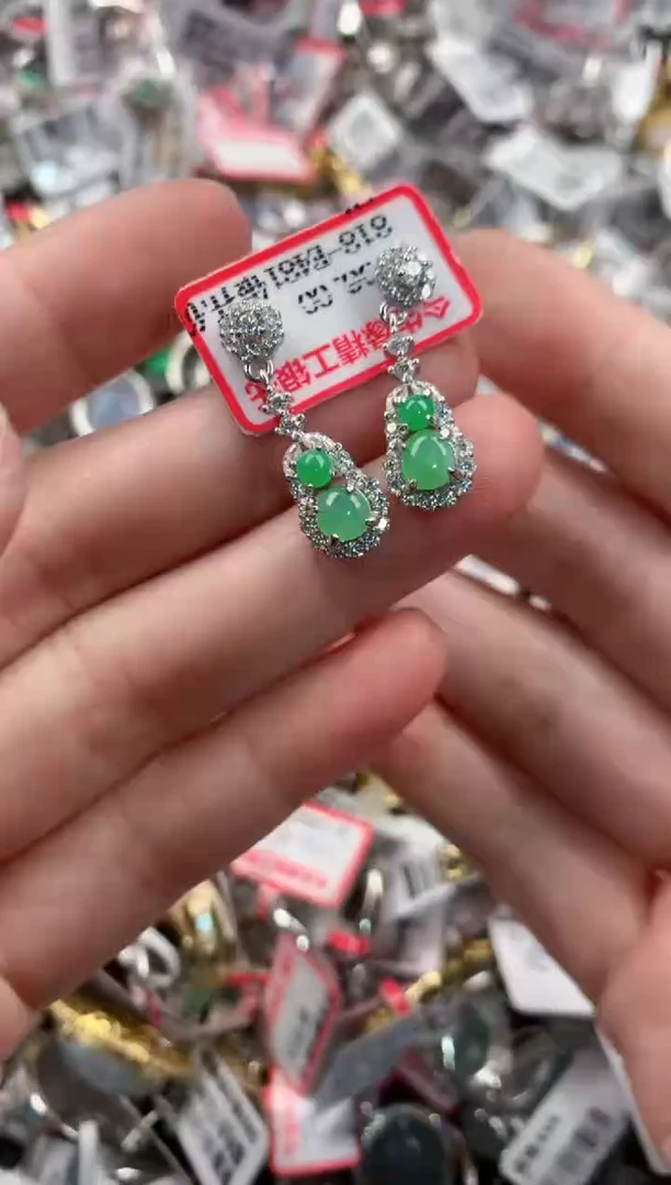 银S925镶嵌戒指翡翠10 10 10  81