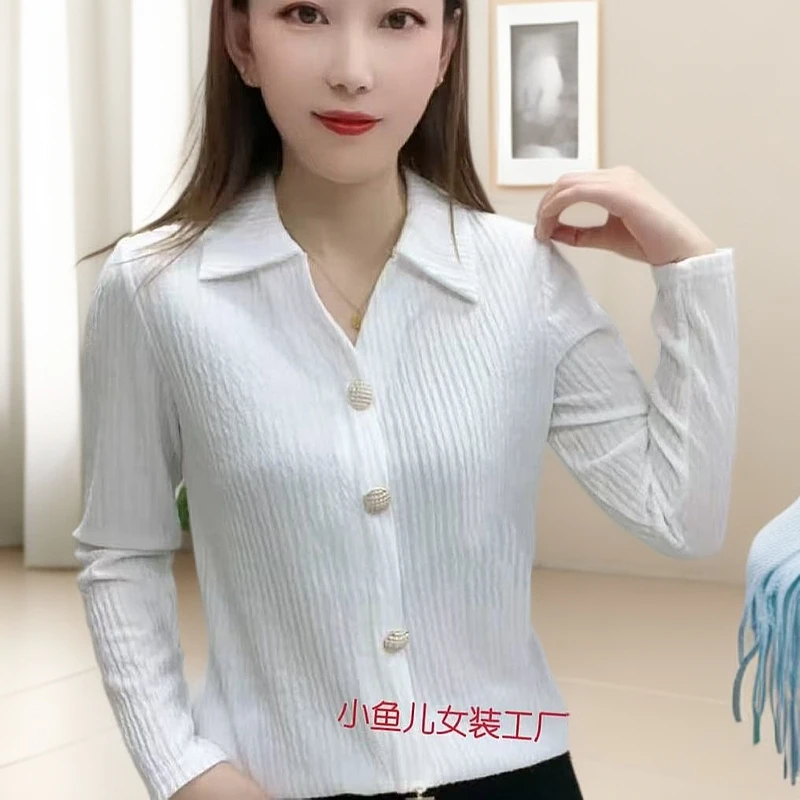 春季新款女装长袖百搭上衣时尚欧货百搭衬衫洋气打底上衣