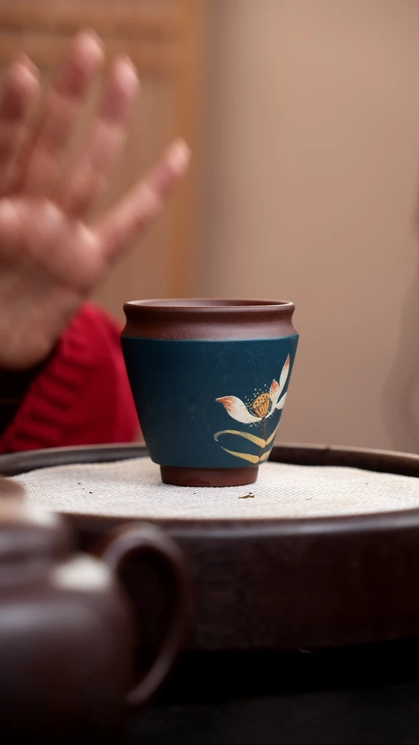 【闪购商品】紫砂茶壶民国绿粉浆斗笠杯荷花