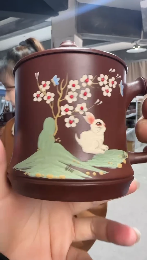 【闪购商品】紫砂盖杯紫砂盖杯泥绘兔子