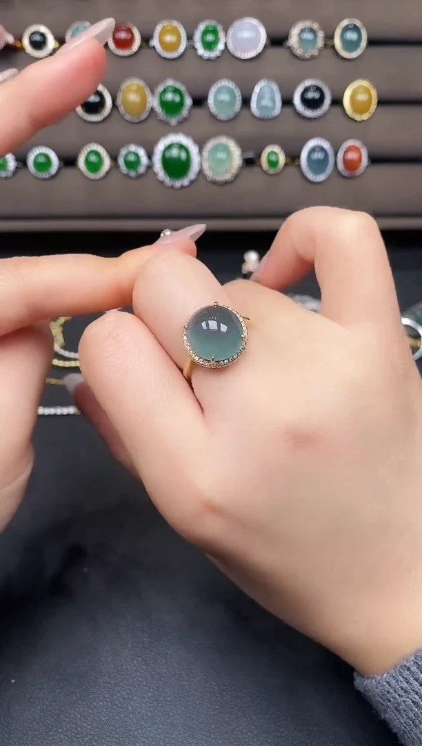 银S925镶嵌戒指翡翠783975