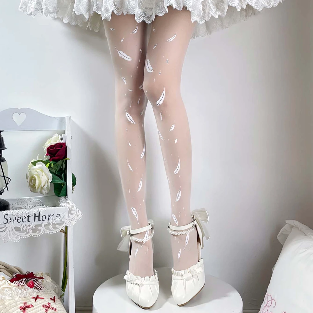 羽毛提花万圣节连裤袜弹性超好打底裤可搭光腿神器