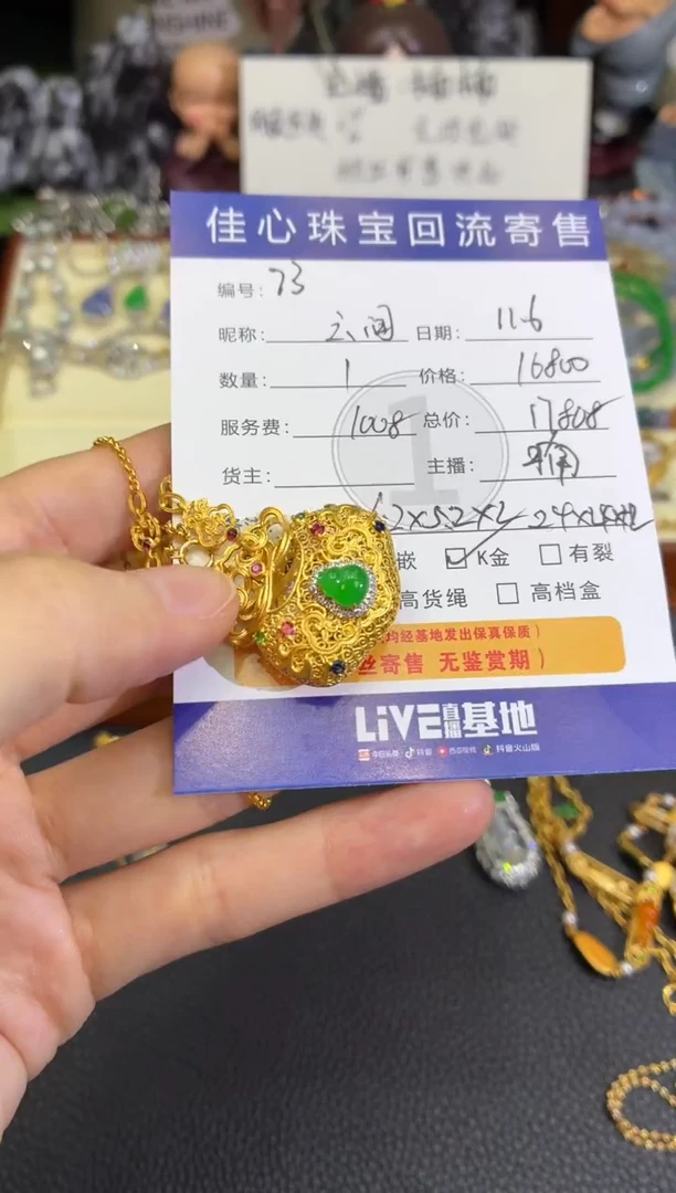 项链18K金镶嵌翡翠榴**毒翡翠——1106073