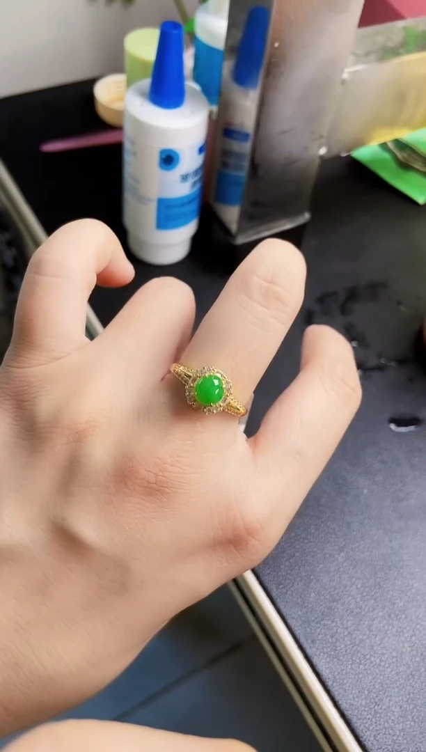 翡翠戒指银S925镶嵌56898