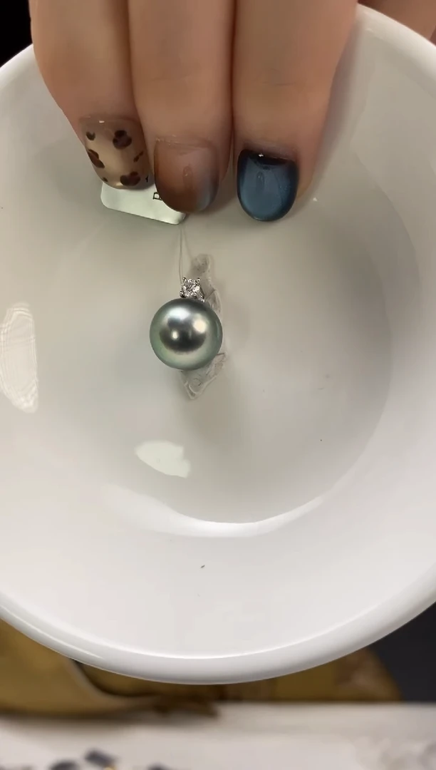 吊坠(不含链)银S925镶嵌海水珍珠11-12大溪地黑珍珠吊坠