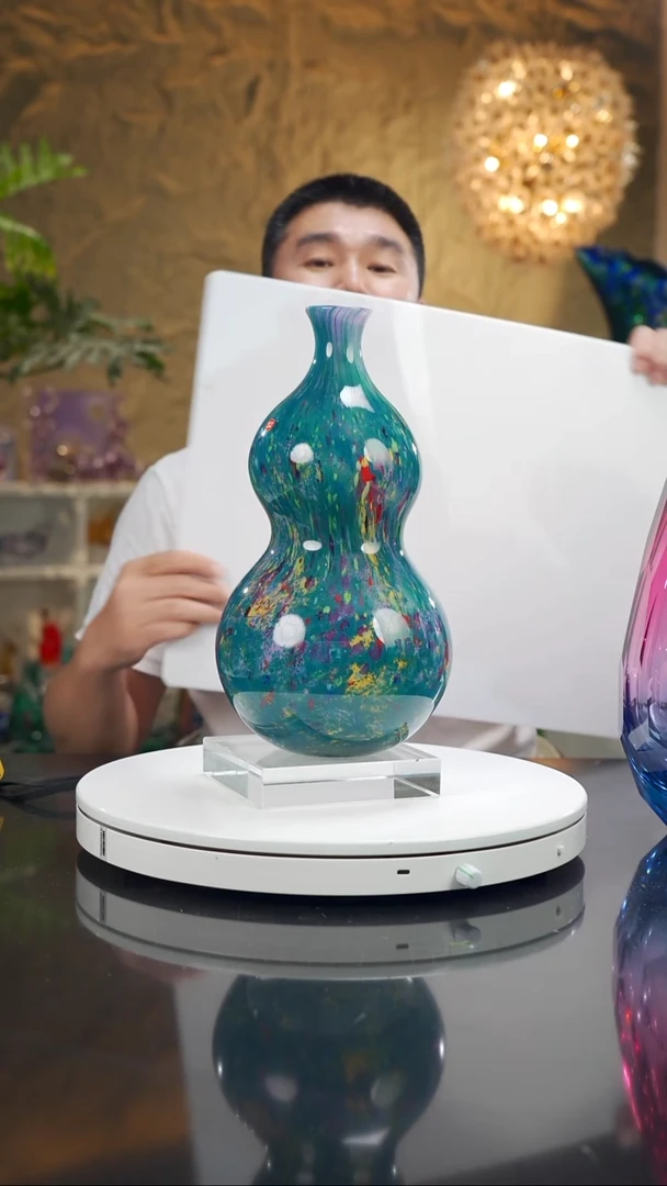 手工艺品琉璃娜***光设计款莫奈葫芦花瓶摆件礼盒装