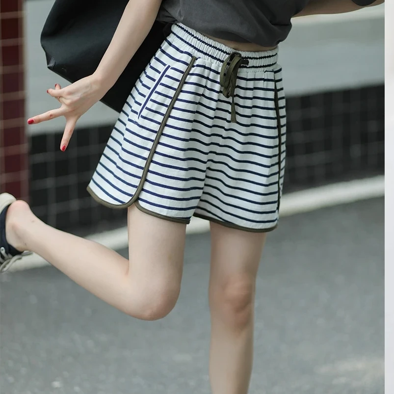 2025短裤sisy女夏天条纹百搭运动风显瘦薄款宽松休闲裤8828韩版