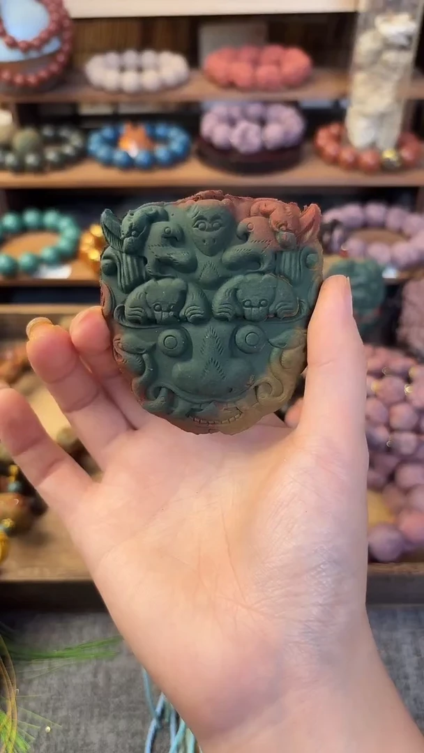 泥塑敦煌系列三号饕餮香牌一个