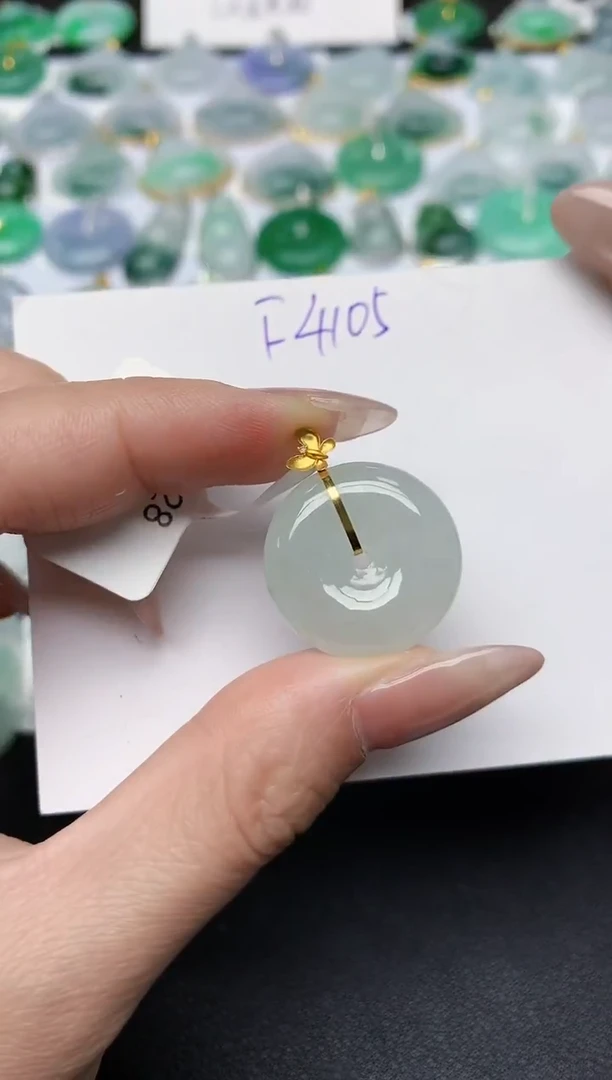 颈饰18K金镶嵌翡翠天然缅甸A货翡翠百元以上9元证书费自理