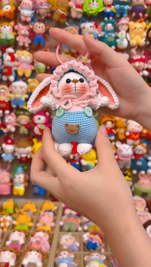 纯手工制作毛线钩织成品糖兔