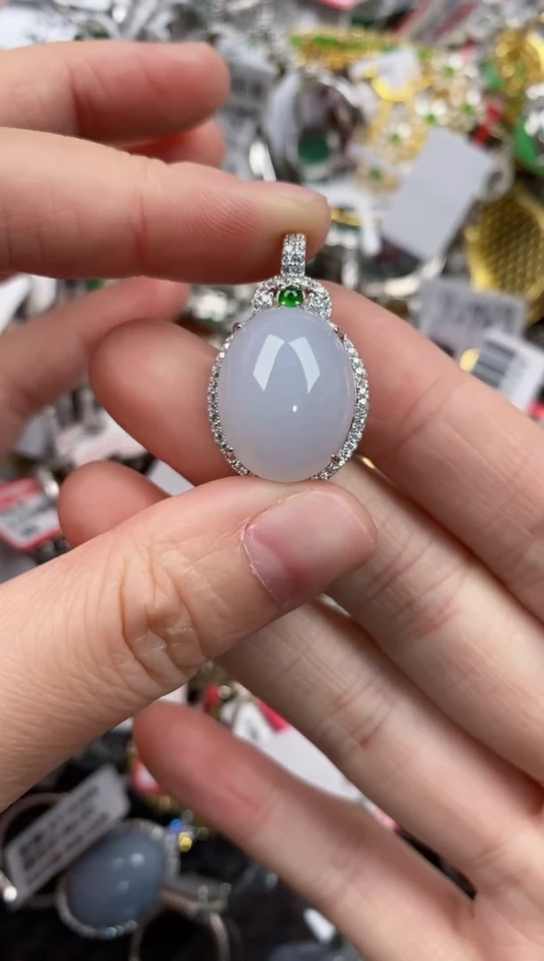 银S925镶嵌戒指翡翠7777----6