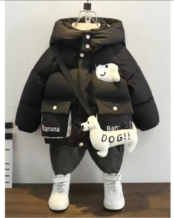 2025冬季新款男童加绒加厚棉服中小童冬装保暖棉衣儿童连帽棉袄潮
