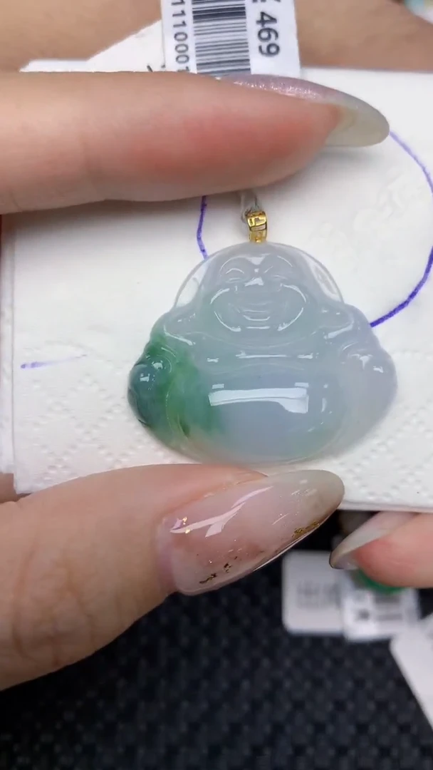 颈饰18K金镶嵌翡翠天然缅甸翡翠a货百元以上9元证书费自理