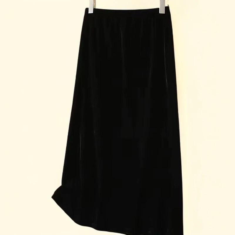 （鱼尾裙）春季新中式时尚百搭高端国风女士丝绒半身裙