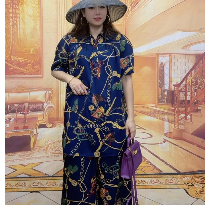 1057夏季新款复古港风小清新链条烫钻短袖上衣半身裙套装