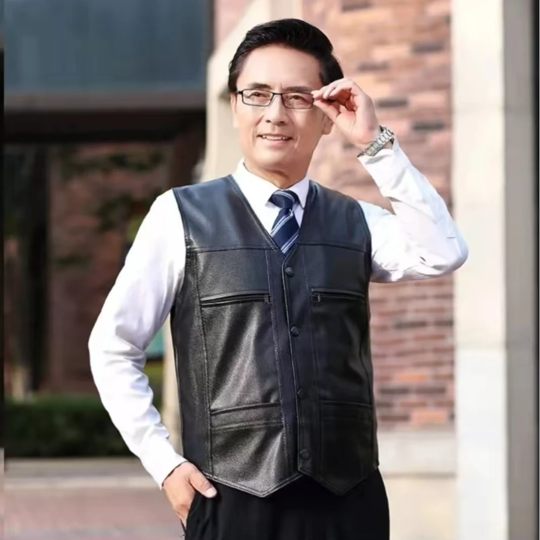 【董总福利】男士休闲加绒加厚皮马甲-098