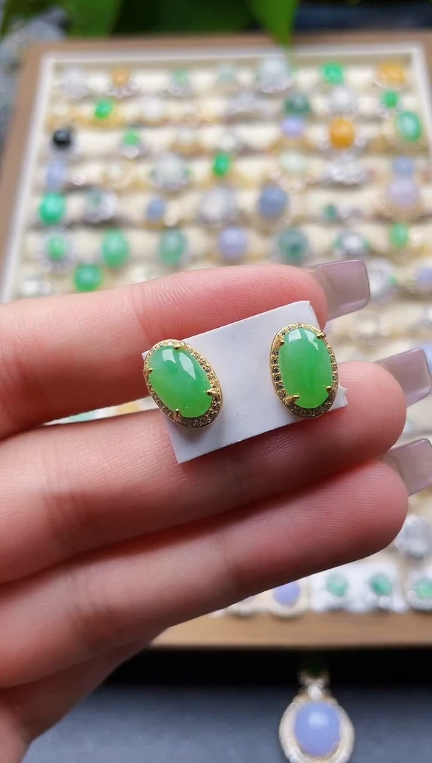 银S925镶嵌翡翠耳饰168