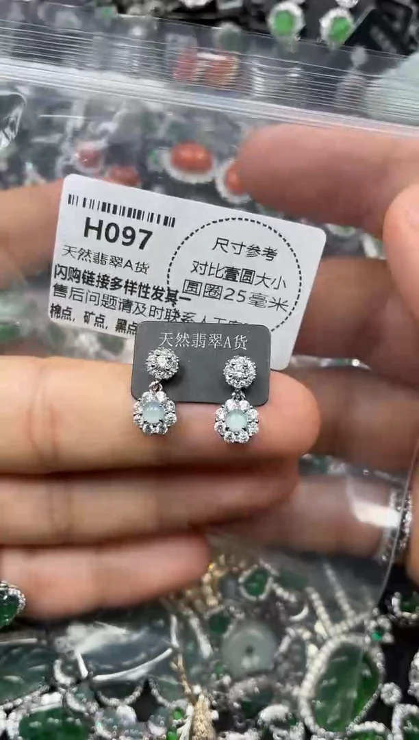 颈饰未镶嵌翡翠H097耳钉