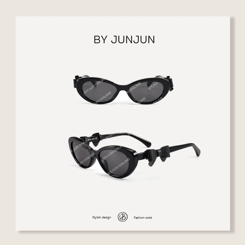 Byjunjun 高级定制香奶高品质蝴蝶结猫眼墨镜